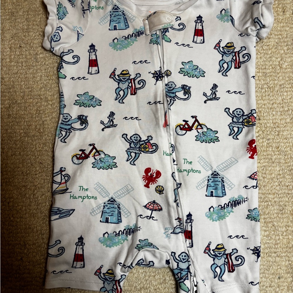 Roller Rabbit White Bodysuit with Nautical Print
